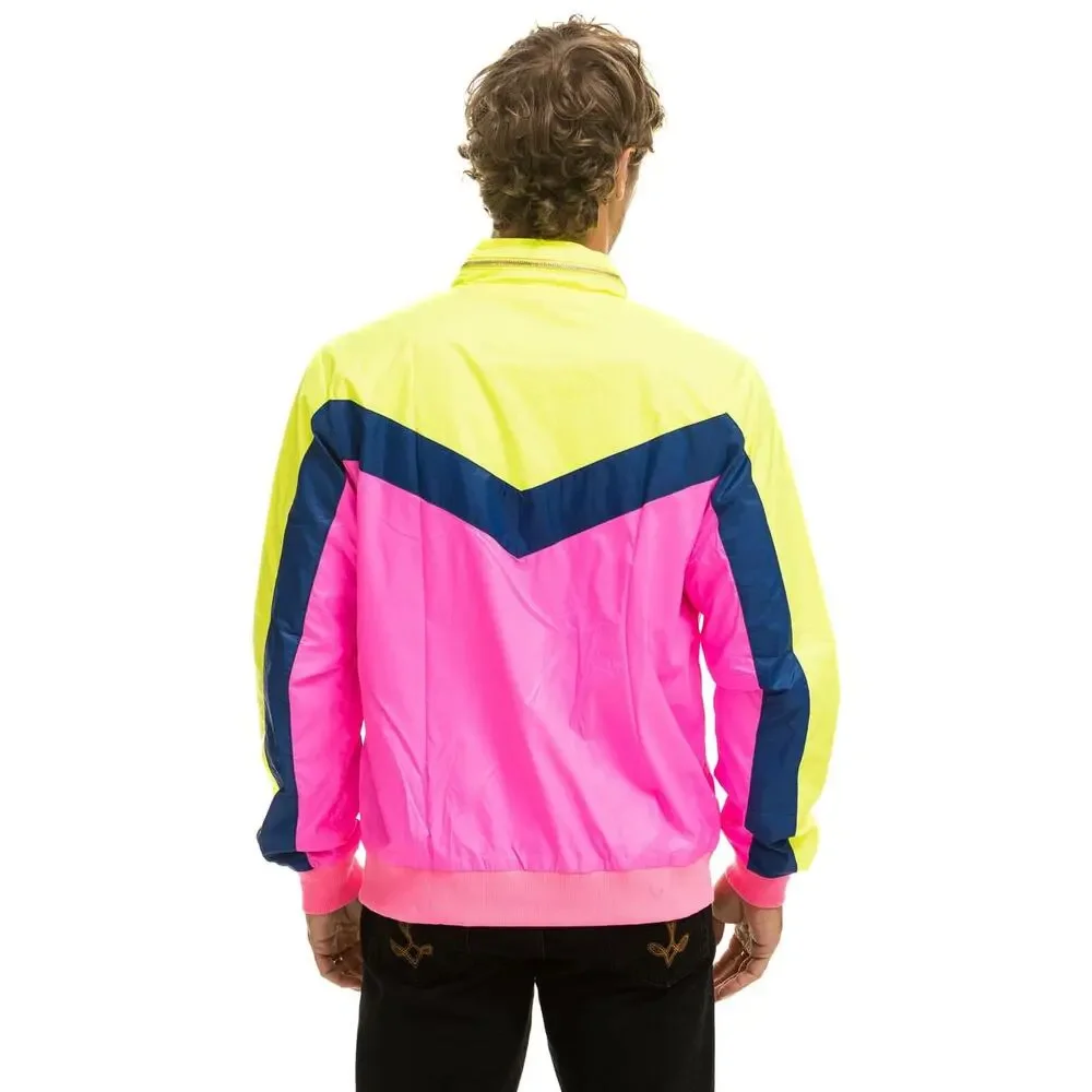 Aviator Nation Neon Pink Windbreaker Jacket Retro Surf Colorblock‎ Men Large